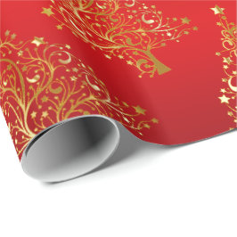 Elegantes Gold-Weihnachtsbaummuster Geschenkpapier