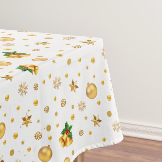 Elegantes Gold Weihnachtsmuster auf Weiß Tischdecke (Beispiel)