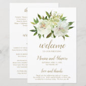 Elegantes Gold-Weiß-Blumen-Hochzeitsprogramm moder (Vorne/Hinten)