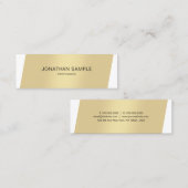 Elegantes Gold Weiß Minimalistisch Modernes Berufl Mini Visitenkarte (Vorne/Hinten)