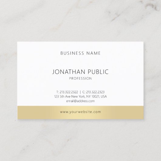 Elegantes Gold Weiß Moderner Beruflicher Minimal Visitenkarte (Rückseite)