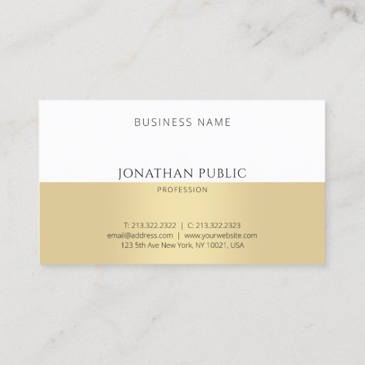 Elegantes Gold Weiß Modernes Einfaches Beruflich Visitenkarte (Rückseite)