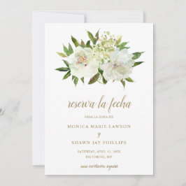 Elegantes Gold Weiße Flora Moderne Spanische Hochz Save The Date