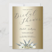 Elegantes Gold, weiße Tulpen, Brautparty Einladung (Vorderseite)