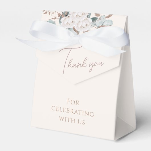 Elegantes Gold Weißer Rosen & Grünes Brautparty Geschenkschachtel (Vorderseite)