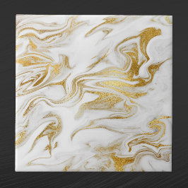 Elegantes Gold Weißes Imitat Marmor Weihnachten Fliese