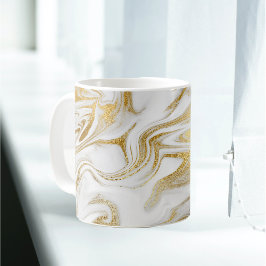 Elegantes Gold Weißes Imitat Marmor Weihnachten Kaffeetasse