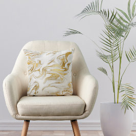 Elegantes Gold Weißes Imitat Marmor Weihnachten Kissen