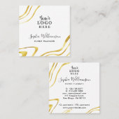 Elegantes Gold Weißes Logo  Quadratische Visitenkarte (Vorne/Hinten)