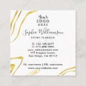 Elegantes Gold Weißes Logo  Quadratische Visitenkarte (Rückseite)