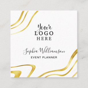 Elegantes Gold Weißes Logo Quadratische Visitenkarte