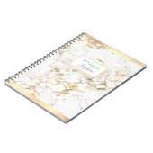 Elegantes Gold/Weißmarmor, Goldbarren, Name & Tite Notizblock (Linke Seite)
