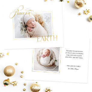 Elegantes Gold Weltfrieden Foto Folien Feiertagskarte