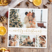 Elegantes Gold White 4 Foto Collage Weihnachten