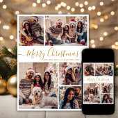 Elegantes Gold White 5 Foto Collage Weihnachten