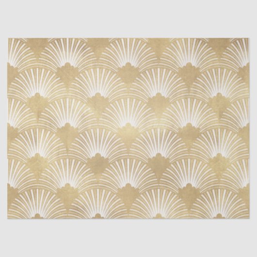 Elegantes Gold & White Art-Deko-Muster Seidenpapier (Vorderseite)