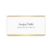 Elegantes Gold White Chic Handwriting Script Moder Adressaufkleber (Vorne)