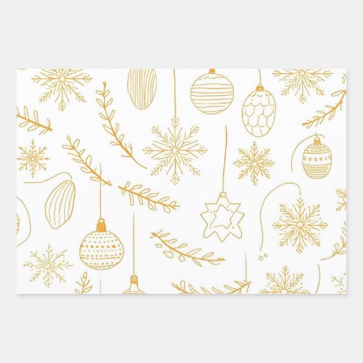 Elegantes Gold & White Christmas 19"x29" Geschenkpapier Set (Vorderseite 3)
