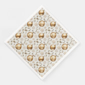 Elegantes Gold & White Christmas Balls Muster Serviette (Ecke)