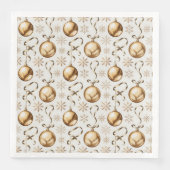 Elegantes Gold & White Christmas Balls Muster Serviette (Vorderseite)