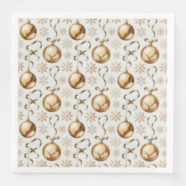 Elegantes Gold & White Christmas Balls Muster Serviette