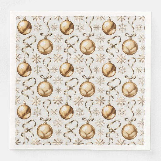 Elegantes Gold & White Christmas Balls Muster Serviette (Vorderseite)