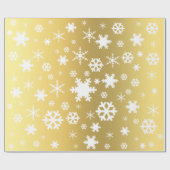 Elegantes Gold & White Christmas Snowflake Muster Geschenkpapier (Flach)