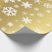 Elegantes Gold & White Christmas Snowflake Muster Geschenkpapier (Ecke)