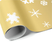 Elegantes Gold & White Christmas Snowflake Muster Geschenkpapier (Rolleneckpunkt)