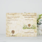 Elegantes Gold White Damask Patchwork Tree Program (Stehend Vorderseite)