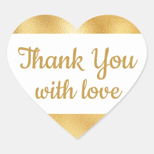 Elegantes Gold & White Dankeschön Glam Wedding Herz-Aufkleber (Vorderseite)