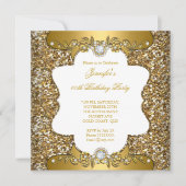 Elegantes Gold White Floral Diamond Jewel Party SQ Einladung (Vorderseite)