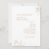 Elegantes Gold & White Floral No Parters Hochzeit Einladung (Vorderseite)