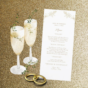 Elegantes Gold & White Long Menü Menükarte