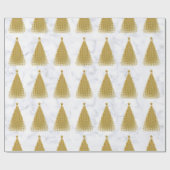 Elegantes Gold & White Marmor Weihnachtsbaummuster Geschenkpapier (Flach)