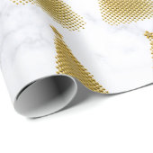 Elegantes Gold & White Marmor Weihnachtsbaummuster Geschenkpapier (Rolleneckpunkt)