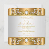 Elegantes Gold White Pearl Diamond High Heel Party Einladung (Rückseite)