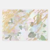 Elegantes Gold White Rose Silk Decoupage Design Geschenkpapier Set (Vorderseite 2)