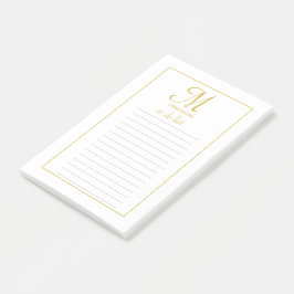 Elegantes Gold & White Script Monogramm zur Aufgab Post-it Klebezettel