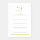 Elegantes Gold & White Script Monogramm zur Aufgab Post-it Klebezettel (Vorderseite)