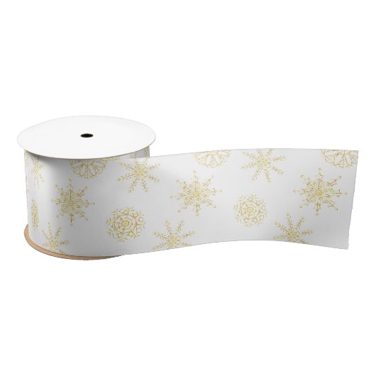 Elegantes Gold White Snowflake Original Satin Ribb Satinband (Spule)