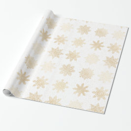 Elegantes Gold & White Snowflake Weihnachtsmuster Geschenkpapier