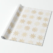 Elegantes Gold & White Snowflake Weihnachtsmuster Geschenkpapier (Ungerollt)