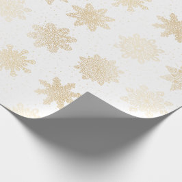 Elegantes Gold & White Snowflake Weihnachtsmuster Geschenkpapier