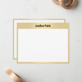 Elegantes Gold White Template Trendy Modernes Desi Mitteilungskarte (Vorderseite/Rückseite Beispiel)