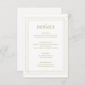 Elegantes Gold & White Wedding Details Begleitkarte (Vorne/Hinten)