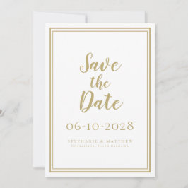 Elegantes Gold & White Wedding Script Einfach mode Save The Date