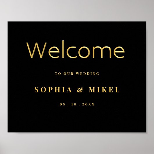 Elegantes Gold Willkommenszeichen Hochzeit Begrüßu Poster (Vorne)