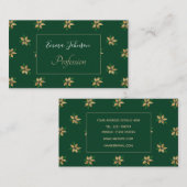 Elegantes Gold Winter Blume Grünes Muster Visitenkarte (Vorne/Hinten)