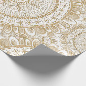 Elegantes Gold Winter Blume Mandala Weißes Muster Geschenkpapier (Ecke)